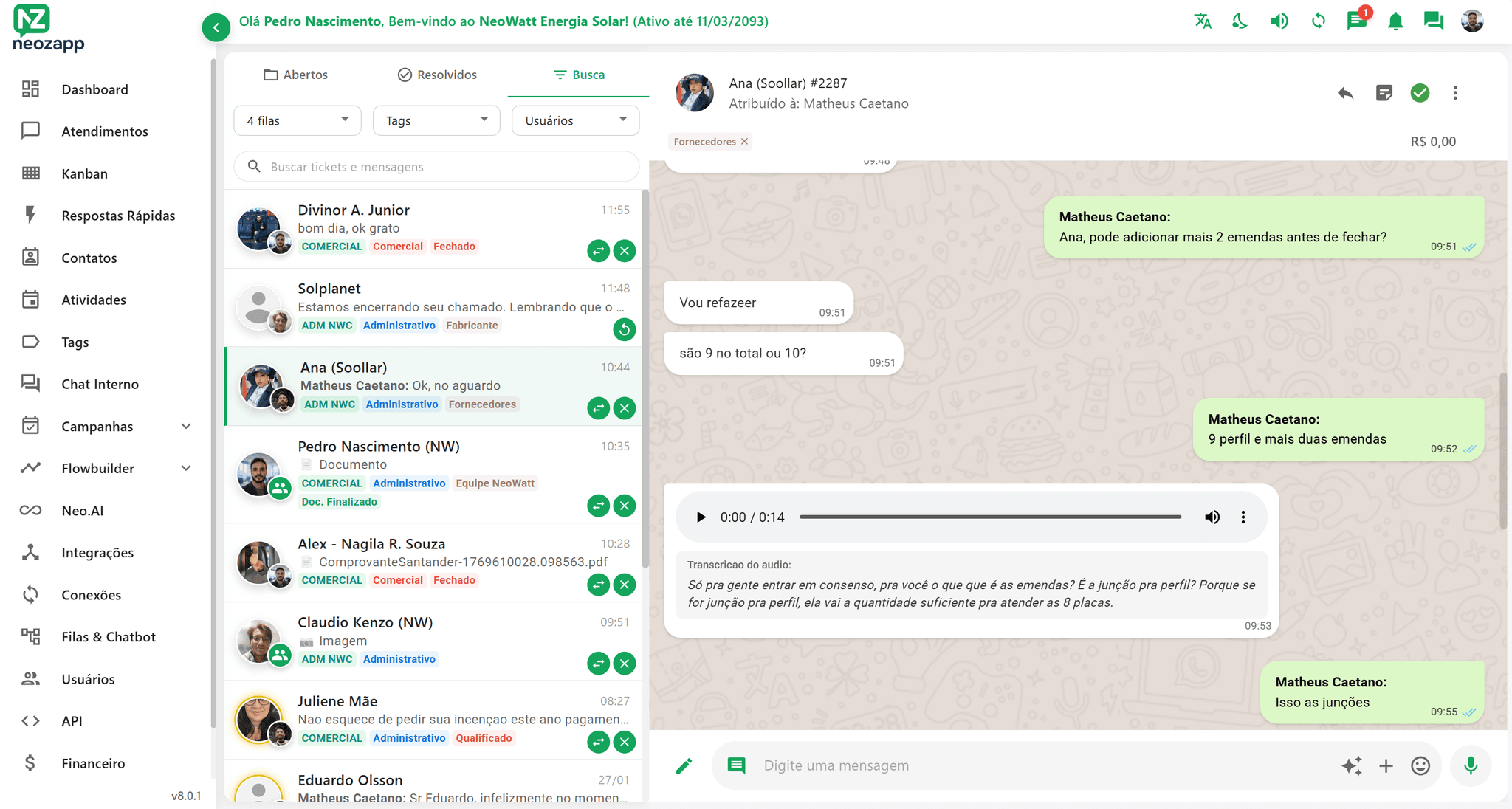 Interface de Chat NeoZapp